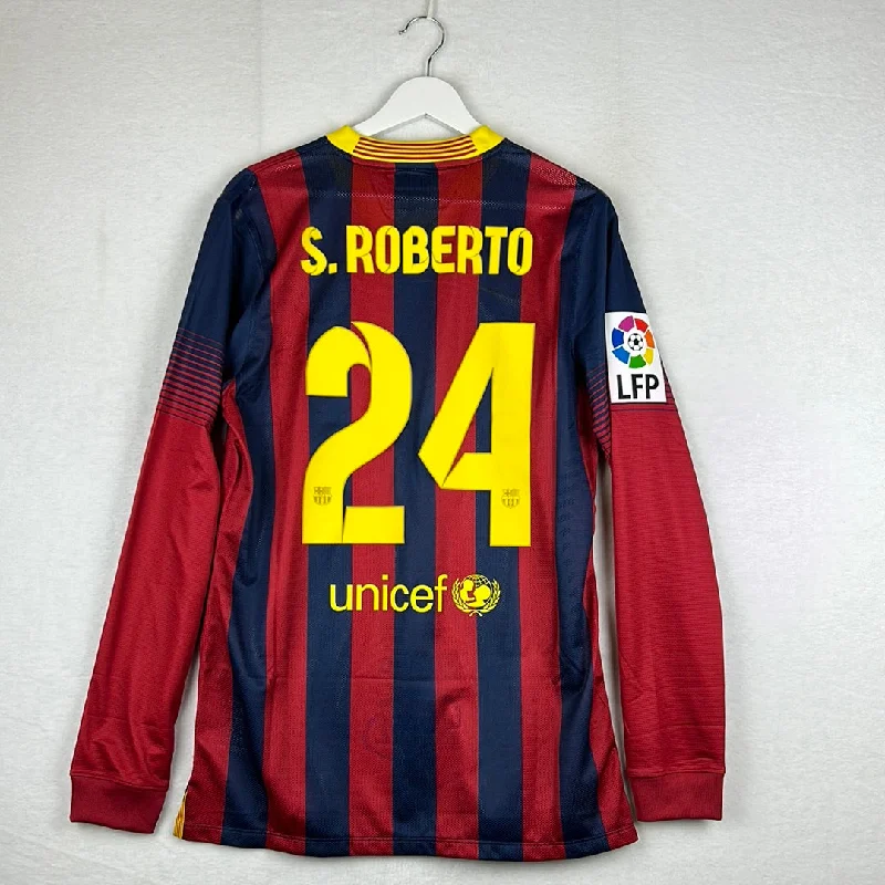 Barcelona 2013/2014 Player Issue Home Shirt - S.Roberto 24 - Long Sleeve