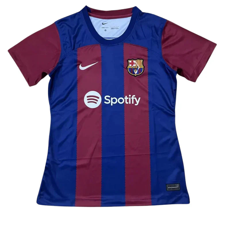 Camisola Feminina Barcelona I 23/24 - Azul e Vermelho