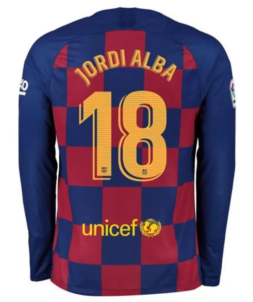 Jordi Alba Barcelona Long Sleeve 19/20 Home Jersey