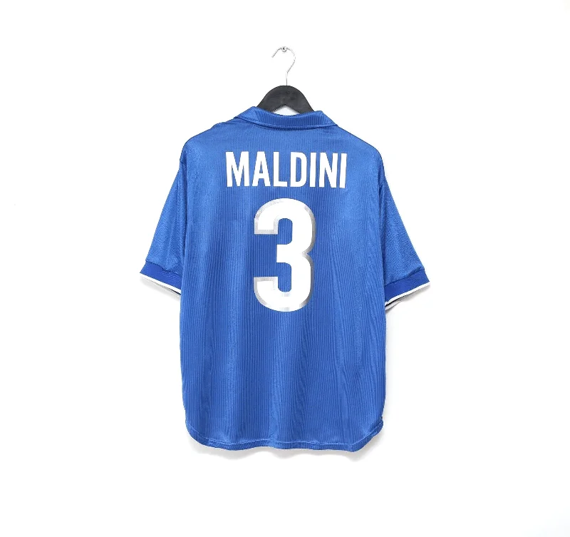 1997/98 MALDINI #3 Italy Vintage Nike Home Football Shirt (L) World Cup 98