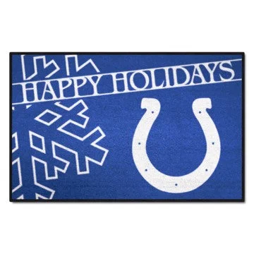 Indianapolis Colts Happy Holidays Starter Mat NFL Accent Rug - 19" x 30" SKU: 17636