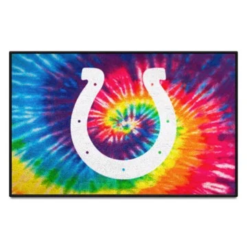 Indianapolis Colts Starter Mat - Tie Dye NFL Accent Rug - 19" x 30" SKU: 34256