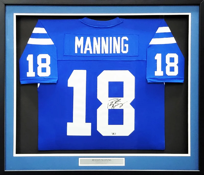 Indianapolis Colts Peyton Manning Autographed Framed Blue Authentic Mitchell & Ness Replica 1998 Throwback Jersey Fanatics Holo Stock #203487