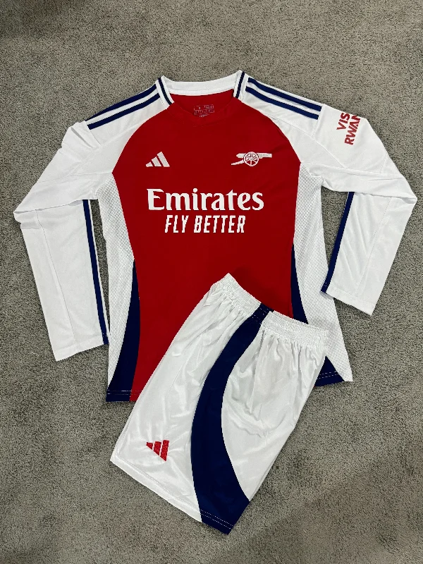 Kit Infantil Arsenal Home Manga Longa 24/25 Unissex Adidas - Vermelho e Branco