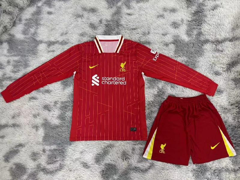 Kit Infantil Liverpool Home Manga Longa 24/25 Nike Unissex - Vermelho